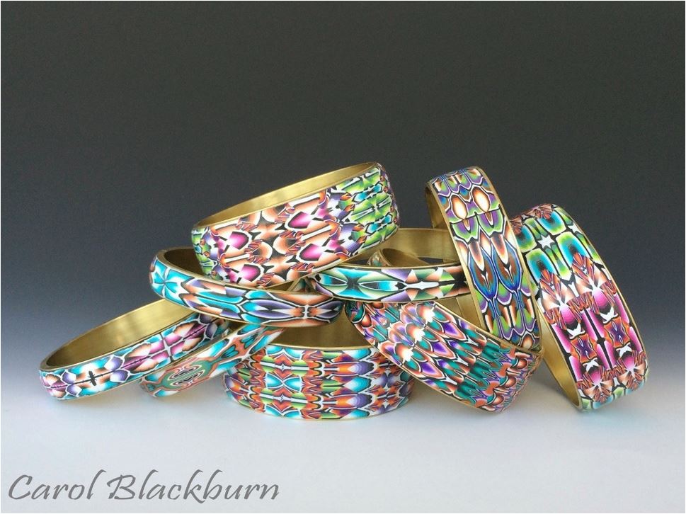 Carol Blackburn - bangles from patterns in polymer