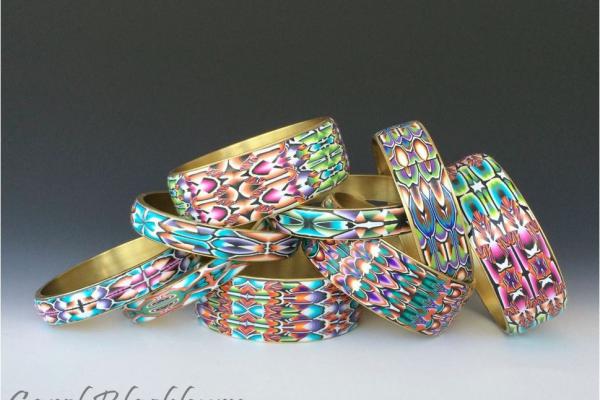 Carol Blackburn - bangles from patterns in polymer