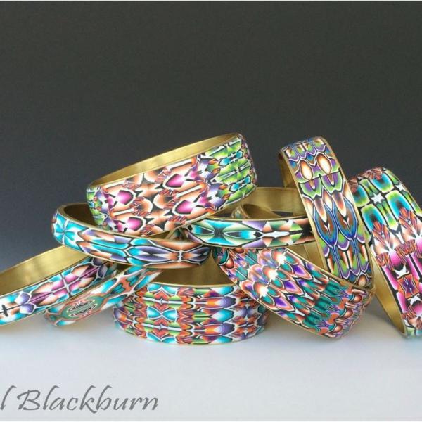 Carol Blackburn - bangles from patterns in polymer